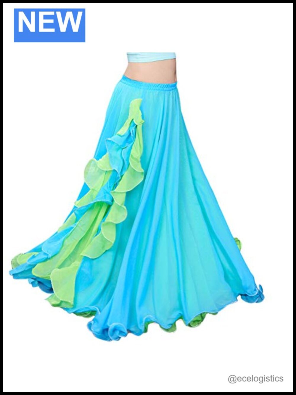 Chiffon Belly Dance Skirt Side Split Maxi Tribal Costume